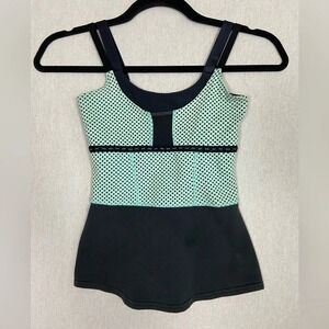 Lululemon athletica mint green polka dot black double strap tank Sz  4